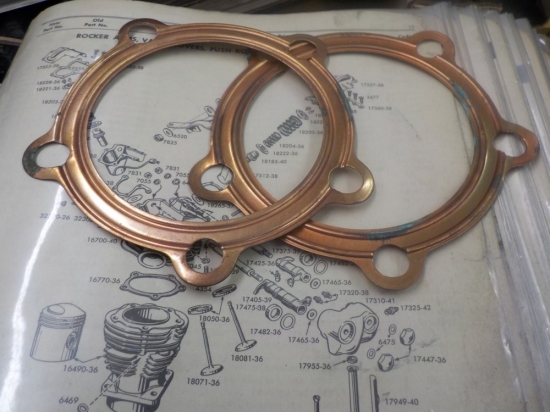 KNUCKLEHEAD "NEW" 1936 TO 47 COPPER HEAD GASKETS #16770-36